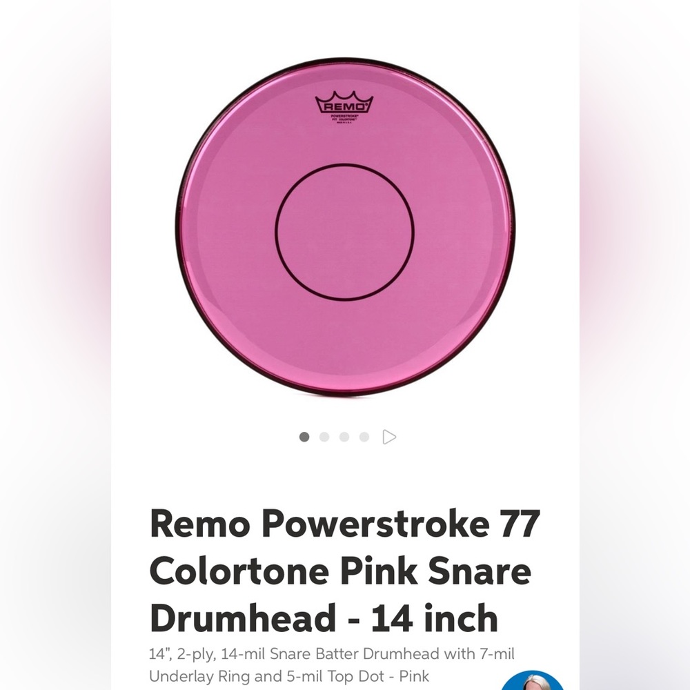 Remo Colortone Pink Drumheads 14in+13in PowerStroke 77 Duo